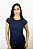 Camiseta Fitness Manga Curta Feminino ROMA Raglan Azul Escuro - Imagem 1