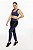 Calça Legging Fitness Longa Feminino ROMA Bicolor Azul/Preto Escuro - Imagem 1