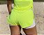 Shorts Fitness curto Feminino ROMA tela sobreposta Amarelo Neon/Branco - Imagem 2