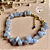 Pulseira de Cascalho de Calcedônia - Extensor com Lápis Lazuli - Folheado - Imagem 1