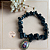 Pulseira de Ônix com Medalha - Fio de Cascalho Cubo de Ônix Preto Natural - Imagem 3