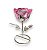 Castiçal Metal Com Flor Vidro Rosa 13cm - Imagem 1