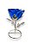 Castiçal Metal Com Flor Vidro Azul 13cm - Imagem 1