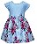 VESTIDO INFANTIL FLORAL COM RENDA E LAÇO AZUL - DUDUKA - Imagem 1
