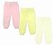 KIT CALÇA INFANTIL CANELADA ROSA/AMARELO/OFF WHITE - JEITO INOCENTE - Imagem 1
