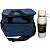 Kit - Bolsa Térmica Tecido (Azul) 10L (P) Com Zíper E Bolso Frontal + Garrafa Térmica De Aço Inox 650ml Com Alça Portátil Ideal Para Bebidas Geladas e Quentes Água - Imagem 9