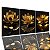 Quadros Decorativo Trio Flor Lotus Dourada 90x40 Sala Quarto - Imagem 1