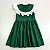 VESTIDO VITÓRIA VERDE MILITAR CAVADO E BABADO BRANCO NA PALA - Imagem 1