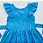 VESTIDO DE LAISE COM RECORTE E BABADO E CINTO - AZUL - Imagem 1