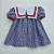 VESTIDO VITÓRIA XADREZ AZUL MARINHO GOLA MARINHEIRO BRANCA DETALHE VERMELHO - Imagem 2