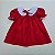 VESTIDO GIGI VERMELHO E GOLA BONECA BRANCA E BORDADO VERMELHO - Imagem 1