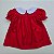 VESTIDO GIGI VERMELHO E GOLA BONECA BRANCA E BORDADO VERMELHO - Imagem 2