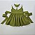 VESTIDO VITÓRIA VERDE OLIVA GL BRANCA BORDADA E CINTO - Imagem 1