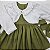 VESTIDO VITÓRIA VERDE OLIVA GL BRANCA BORDADA E CINTO - Imagem 5