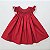 VESTIDO CASINHA DE ABELHA VERMELHO BORDADO BRANCO E RENDA NA MANGA BRANCA - Imagem 1