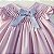 VESTIDO CASINHA DE ABELHA ROSA BEBE COM BORDADOS AZUL - Imagem 4