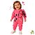 Macacão Pijama Infantil Feminino Dinossauro Rosa em Moletom - Imagem 1