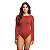 Body Feminino Manga Longa Decote Costas Microfibra Sem Bojo Terracota - Imagem 1
