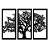 Quadro Placa Decorativa 3D Arvore 120x60 3 Partes Preto - Imagem 1