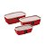 Kit 3 Potes Multiuso Retangular Vermelho Com Tampa - Imagem 1