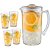 Jarra 2 Litros + 4 Copos 300ml Em Acrilico Transparente Sanremo - Imagem 1