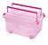 Caixa Organizadora 4,3L Rosa Transp Tampa e Alça 26x18x14Cm - Imagem 2