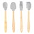Conjunto 4 Utensílios de Silicone Cabo em Bambu Cinza Lyor - Imagem 1