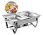 Rechaud Inox Retangular Para Servir Duplo 9 Litros Com Tampa - Imagem 3
