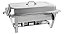 Rechaud Inox Retangular Para Servir Duplo 9 Litros Com Tampa - Imagem 2