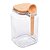 Pote Quadrado de Vidro Tampa de Rolha Colher de Bambu 650 ml - Imagem 1