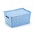 Organizador Rattan Grande Cesto Azul Com Tampa Multiuso 36CM - Imagem 1