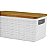 Cesto Organizador Casa Decorativo Tampa Madeira 1,5l Branco - Imagem 3