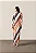 Vestido Longo Decote Franzido Listras Diagonais - Imagem 3