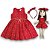 KIT Vestido Infantil COM Boneca de Pano - Vermelho Corações - Imagem 1