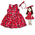 Kit Vestido Infantil COM Boneca - Vermelho Flores - Imagem 1