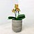 Mini Orquídea Amarela 2 Hastes em Cachepô Cinza e Dourado - Imagem 1