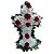Cruz de Flores Naturais, Formato adaptado. Cor predominante branca com Rosas Vermelhas - Imagem 1
