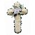 Cruz de Flores Naturais, Formato adaptado. Cor predominante branca com Rosas, Lírios e Crisântemos - Imagem 1
