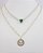 COLAR CHOKER DUPLO FOLHEADO A OURO EM PÉROLAS PEDRA CORAÇÃO E PINGENTE ESPÍRITO SANTO COM ZIRCÔNIAS - Imagem 1