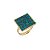 ANEL REGULÁVEL QUADRADO FOLHEADO A OURO COM PEDRAS NA COR BLUE ZIRCON - Imagem 1