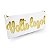 Placas Acrílico Aberto Fechado + Volto Logo Branco e Dourado - Imagem 4