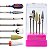 Kit 7 Broca Cerâmica Tungstênio Diamantada, Escovinha Macia Limpeza, Polidora + Suporte Rosa com Tampa de Acrílico Transparente - Imagem 1