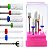 Kit 6 Brocas Cerâmica Completo + Suporte Rosa com Tampa de Acrílico Transparente + Escovinha de Limpeza Cerdas Macias - Imagem 1