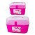 Kit 2 Maletas Pequena e Grande Pink com Alça Compartimento Removível Organização Multiúso Manicure Maquiagem - Imagem 4