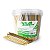 Kit 400 Palito Bambu Ponta Chanfro 12,5cm + 400 Lixa Parda 13cm + Balde - Imagem 1