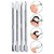Kit 4 Espátulas Ponta Dupla Aço Inox Prateado Remoção Cutícula Podóloga Unhas Encravadas Manicure Nail Design - Imagem 1
