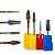 Kit 4 Brocas Tungstênio Umbrella M, Bullet ST Colorful, Umbrella XF Medium, Flame F-720 Alongamento Unhas Gel Fibra Manutenção Lixadeira Motor Manicure - Imagem 1