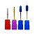 Kit 4 Brocas Tungstênio Para Lixadeira de Unhas Flame M-Blue + Smooth Top M + Umbrella M-Gold + Flame F-720 Alongamento Unhas Gel Fibra Acabamento Manutenção - Imagem 3