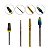 Kit 4 Brocas Tungstênio Umbrella XF TRL-Bit + Bullet F-Colorful + Umbrella F-Gold Medium + Flame F-720 Manutenção Unhas Gel Fibra Lixadeira Manicure - Imagem 8