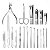 Kit 19 Instrumentos Inox Manicure Pedicure Lixa Cortador Alicate Palito Desencravador Unhas Pinça Palito Tesoura Sobrancelha Espátula Cureta Espinha Estojo com Trava - Imagem 3